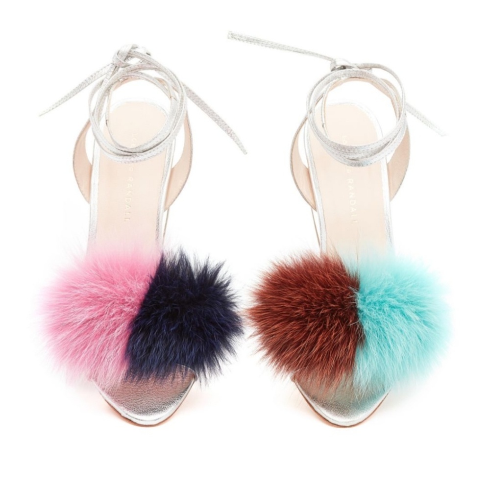 Loeffler Randall Metallic Sandals with Faux Fur